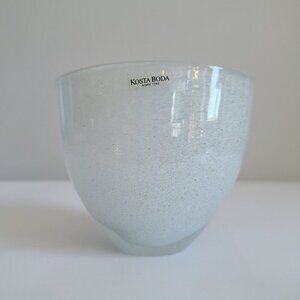 Kjell Engman Kosta Boda white vase handmade hand mouth blown art studio glass